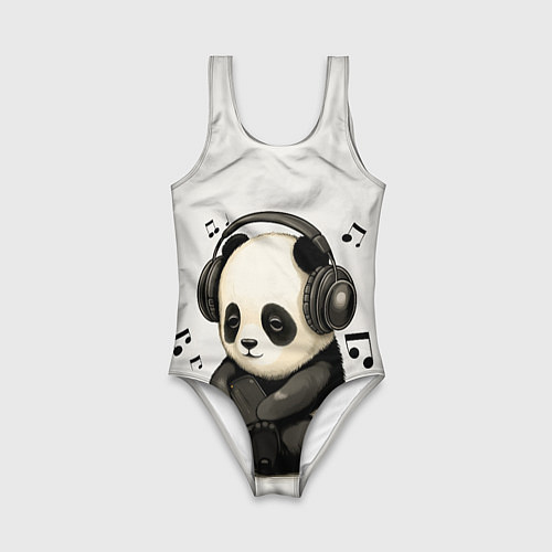 Детский купальник Милая панда в наушниках / 3D-принт – фото 1