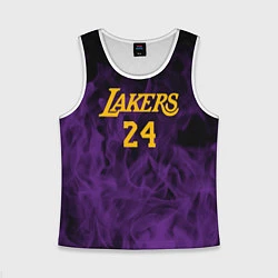 Майка-безрукавка детская Lakers 24 фиолетовое пламя, цвет: 3D-белый