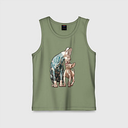 Майка детская хлопок Кошки сфинксы, цвет: авокадо