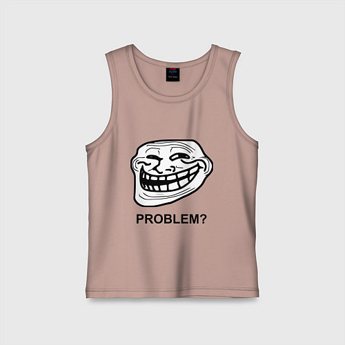 Детская майка Trollface. Problem? Проблемы? / Пыльно-розовый – фото 1