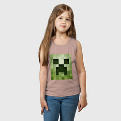 Майка детская хлопок Мinecraft creeper, цвет: пыльно-розовый — фото 2