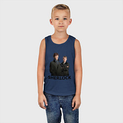 Майка детская хлопок Sherlock, цвет: тёмно-синий — фото 2