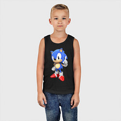 Майка детская хлопок Classic Sonic, цвет: черный — фото 2