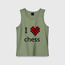 Майка детская хлопок I love chess, цвет: авокадо