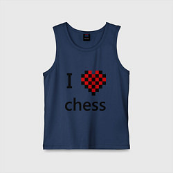 Майка детская хлопок I love chess, цвет: тёмно-синий