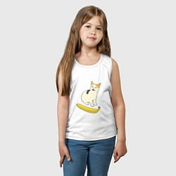Майка детская хлопок Cat no banana meme, цвет: белый — фото 2