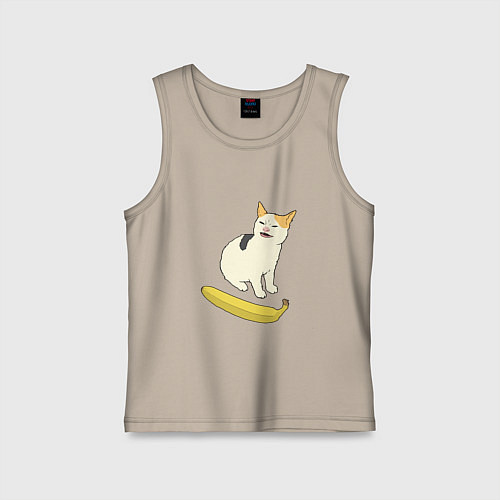 Детская майка Cat no banana meme / Миндальный – фото 1
