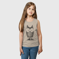 Майка детская хлопок Owl grafic, цвет: миндальный — фото 2