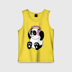 Майка детская хлопок Panda in headphones панда в наушниках, цвет: желтый