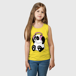 Майка детская хлопок Panda in headphones панда в наушниках, цвет: желтый — фото 2