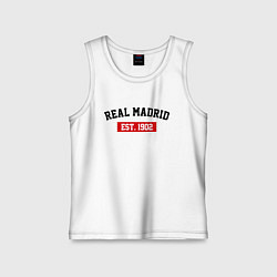 Майка детская хлопок FC Real Madrid Est. 1902, цвет: белый