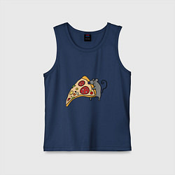 Майка детская хлопок Кусочек пиццы парная, цвет: тёмно-синий