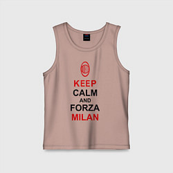 Майка детская хлопок Keep Calm & Forza Milan, цвет: пыльно-розовый