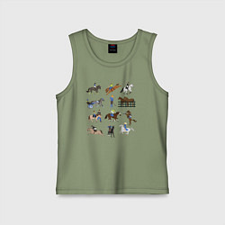 Майка детская хлопок Конный виды спорта, цвет: авокадо