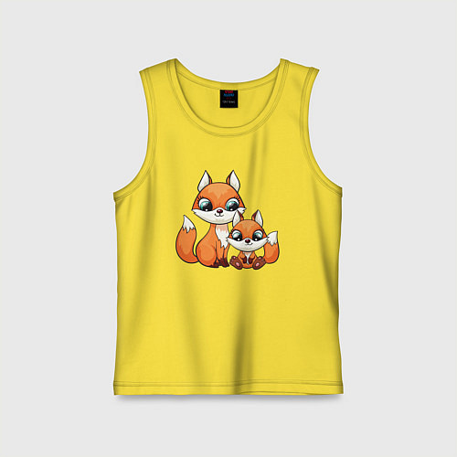 Детская майка Милые лисята / Желтый – фото 1