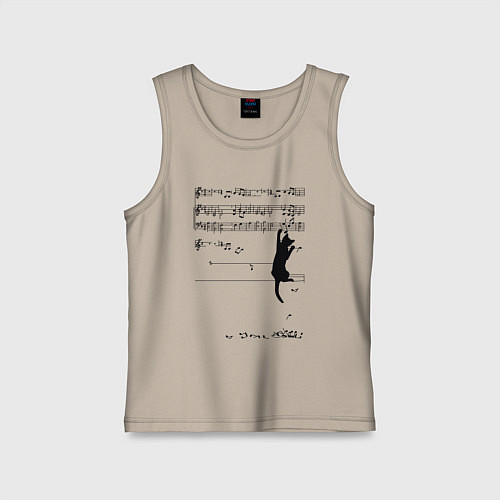 Детская майка Music cat / Миндальный – фото 1