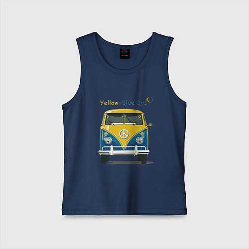 Детская майка Я люблю вас Yellow-blue bus / Тёмно-синий – фото 1