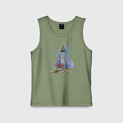 Майка детская хлопок Crisp Point Lighthouse, цвет: авокадо