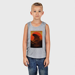 Майка детская хлопок Godzilla and red sun, цвет: меланж — фото 2