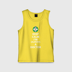 Майка детская хлопок Keep calm I??m a doctor, цвет: желтый