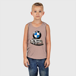 Майка детская хлопок BMW оскал, цвет: пыльно-розовый — фото 2