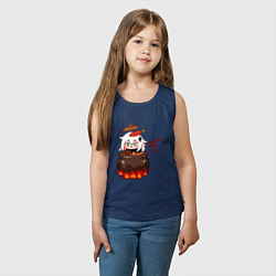 Майка детская хлопок Genshin Impact Paimon food, цвет: тёмно-синий — фото 2