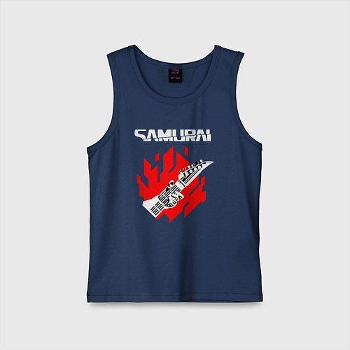 Детская майка CYBERPUNK 2077 SAMURAI / Тёмно-синий – фото 1