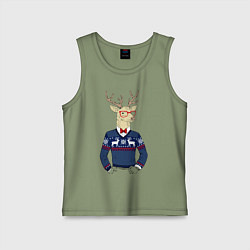 Майка детская хлопок Hipster Deer, цвет: авокадо