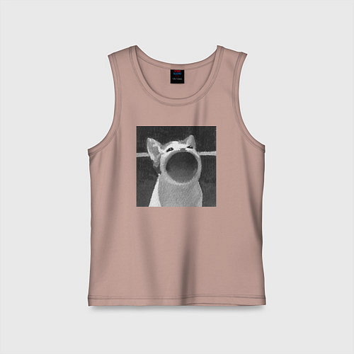 Детская майка ЧБ Pop Cat / Пыльно-розовый – фото 1