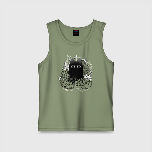 Детская майка Cat in plants / Авокадо – фото 1