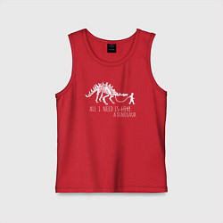 Майка детская хлопок All a need is dinosaur, цвет: красный