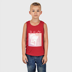 Майка детская хлопок Vaporwave Strawberry Milk, цвет: красный — фото 2