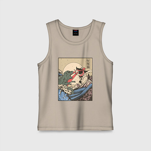 Детская майка Cat Kong versus Godzilla Kaiju / Миндальный – фото 1