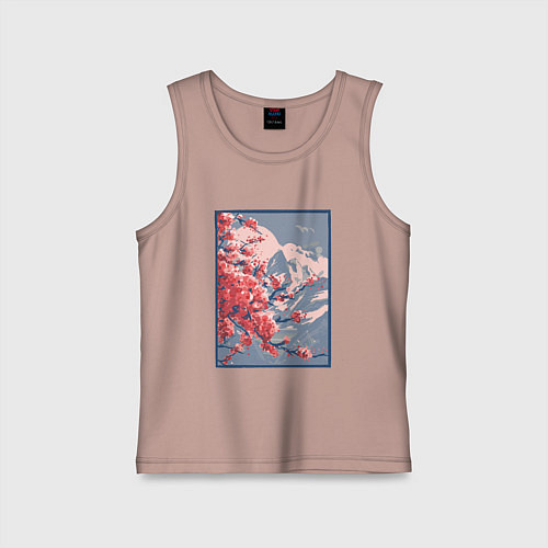 Детская майка Цветение Сакуры на фоне Фудзи / Пыльно-розовый – фото 1