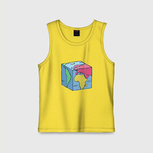 Детская майка Квадратный глобус земли / Желтый – фото 1