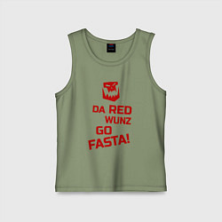 Майка детская хлопок Только красное ездит быстро, цвет: авокадо