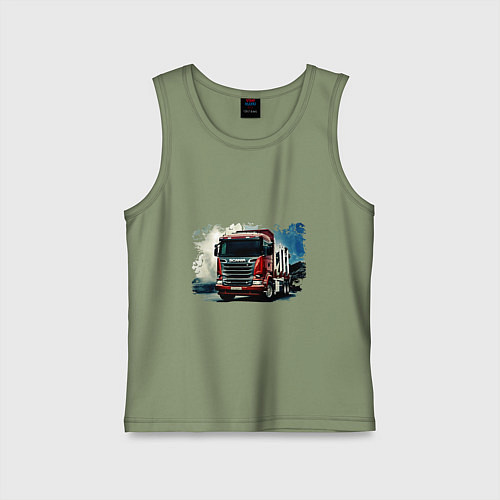 Детская майка SCANIA Дальнобой / Авокадо – фото 1