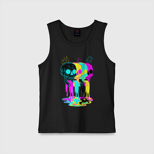 Детская майка 4 ЧЕРЕПА SKULLS NEON / Черный – фото 1