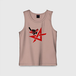 Майка детская хлопок Алиса коза, цвет: пыльно-розовый