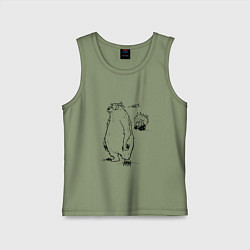 Майка детская хлопок Курьер - Медведь и Трактор 2, цвет: авокадо