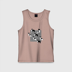 Майка детская хлопок Черно-белые собачки, цвет: пыльно-розовый