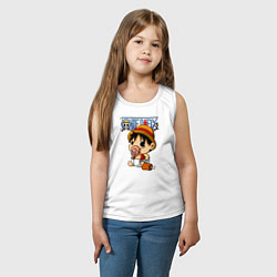 Майка детская хлопок Малыш Луффи One Piece, цвет: белый — фото 2