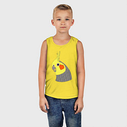 Майка детская хлопок Попугай корелла портрет, цвет: желтый — фото 2
