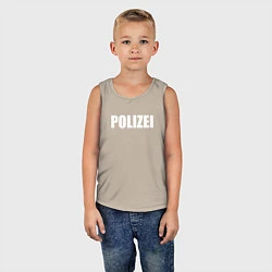 Майка детская хлопок POLIZEI Полиция Надпись Белая, цвет: миндальный — фото 2