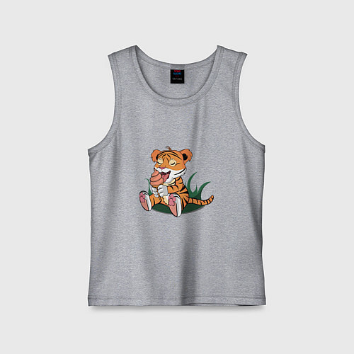 Детская майка Тигр ест / Меланж – фото 1