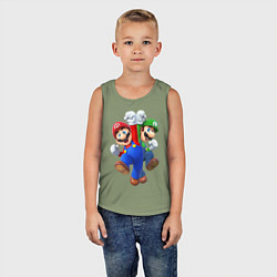 Майка детская хлопок Mario Bros, цвет: авокадо — фото 2