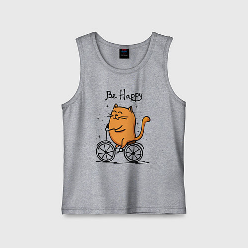 Детская майка Кот велосипедист / Меланж – фото 1