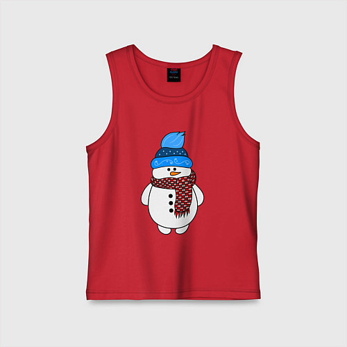 Детская майка Снеговик в шапочке / Красный – фото 1