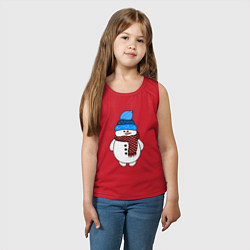 Майка детская хлопок Снеговик в шапочке, цвет: красный — фото 2