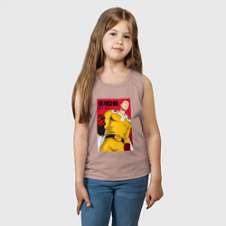 Майка детская хлопок Сайтама Saitama Ванпанчмен, цвет: пыльно-розовый — фото 2